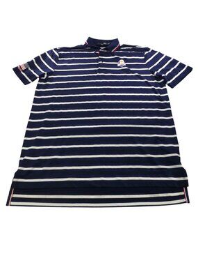 RLX Ralph Lauren 2018 USA Ryder Cup Polo Shirt Navy Striped XL Wicking Golf Casu